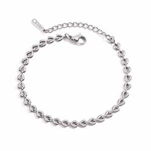 Silver-Tone Stainless Steel Heart Bracelet